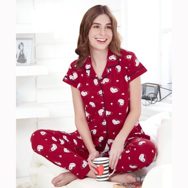 High Quality Cotton Women Half Sleeves Pajama Set (3929)