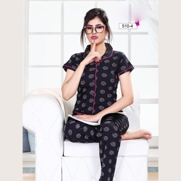 Cotton Women Half Sleeves Pajama Set (510-4)