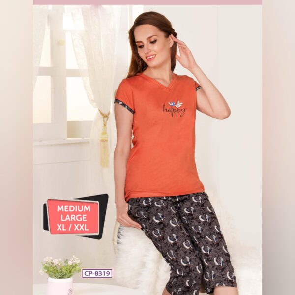 Trendy Capri Half sleeves Set Lounge wear (CP-8319)