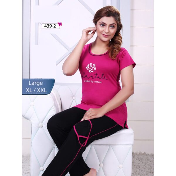 Cotton Women Half Sleeves Pajama Set (439-2)