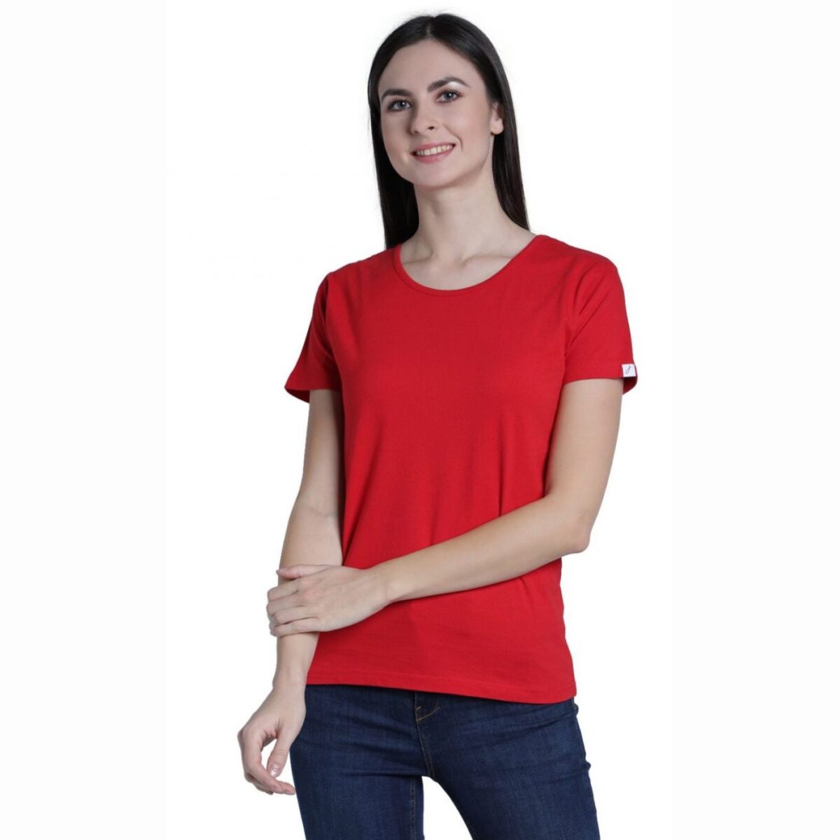 red-1 Plain Women T-shirt Pure Cotton (Red) - Image 1
