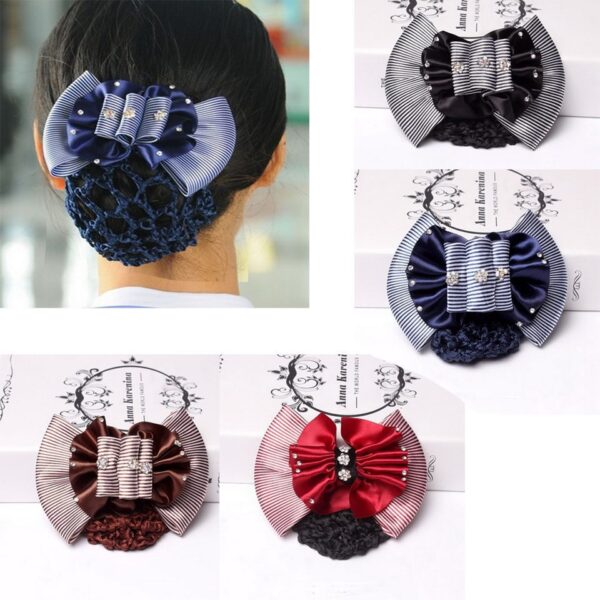 Satin Bow Hair Clip With Hair Net (HB3)