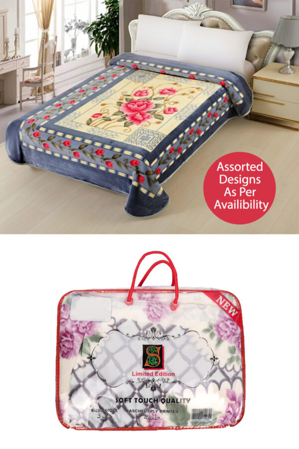 Soft Touch 1Ply Single Blanket ASSORTED PATTERNS (shirin)
