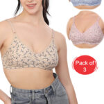Cotton Lightweight Thin Printed Bra Set of 3 (PK-371)