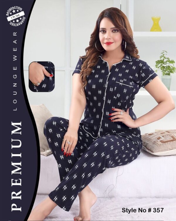 Cotton Women Half Sleeves Pajama Set (357)