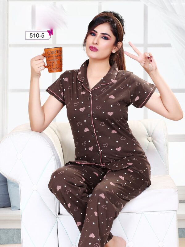 Cotton Women Half Sleeves Pajama Set (510-5)