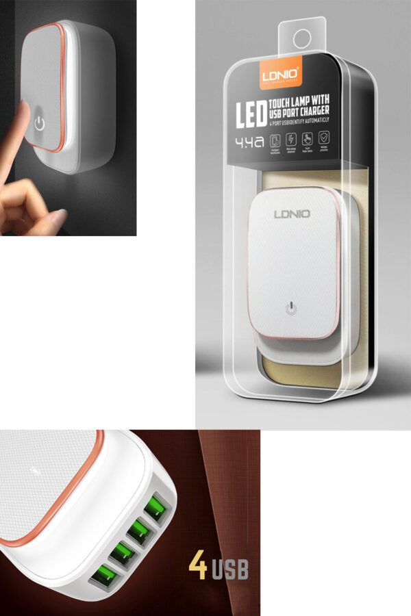 Touch Lamp Night Light + 4 USB Charge