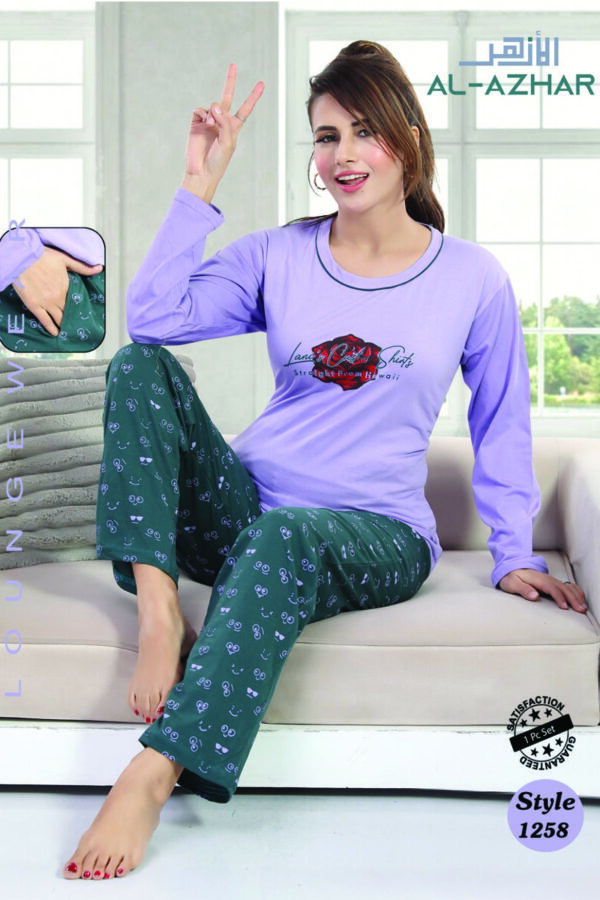 Full Sleeves Cotton Pajama Set (1258)