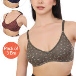 Set of 3 Cotton Lightweight Thin Printed Bra (PK-367)