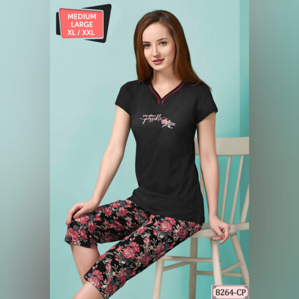 Trendy Capri Half sleeves Set Lounge wear (CP-8264)