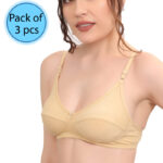 Thin Lightweight Set of 3 Cotton Plain Bra (Pc-500)