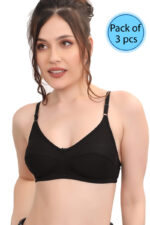 Thin Lightweight Set of 3 Cotton Plain Bra (Pc-500) - Image 2
