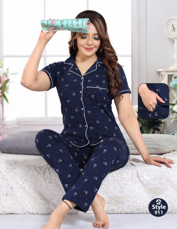 Cotton Women Half Sleeves Pajama Set (911)