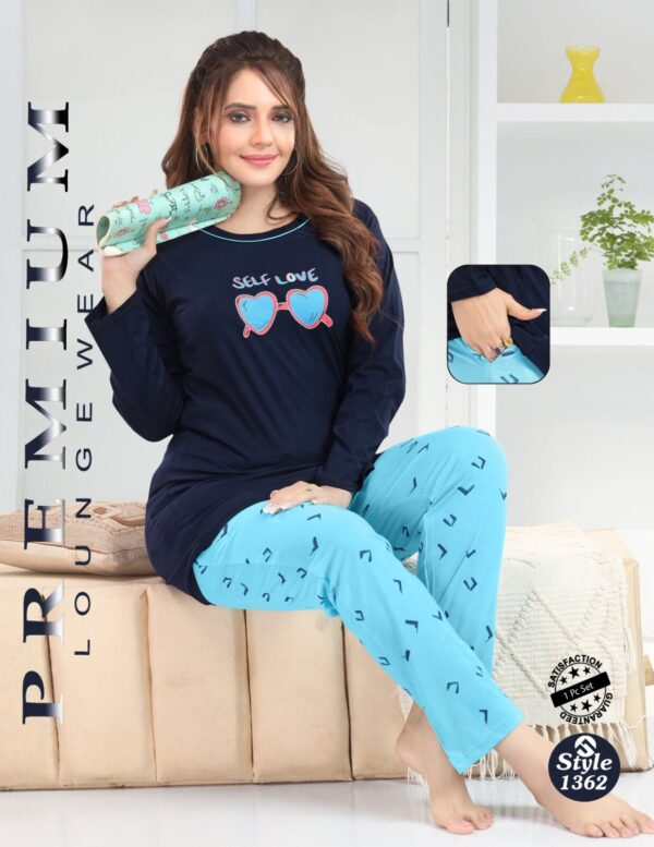 Full Sleeves Cotton Pajama Set (1362)