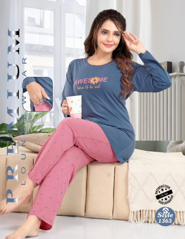 Full Sleeves Cotton Pajama Set (1363)