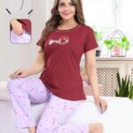 Cotton Women Half Sleeves Pajama Set (1486)