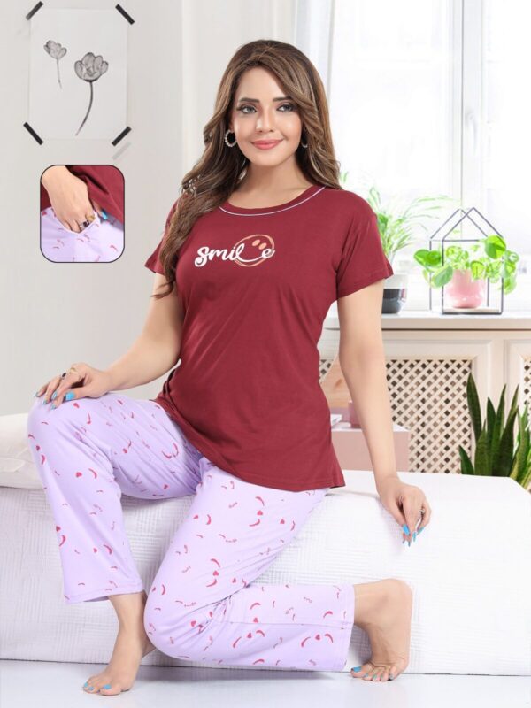 Cotton Women Half Sleeves Pajama Set (1486)