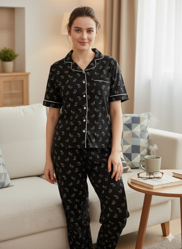 Cotton Women Half Sleeves Pajama Set (1270)
