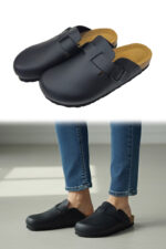 Leather Women's Buckle Slip-On Slippers (F044) - Image 4