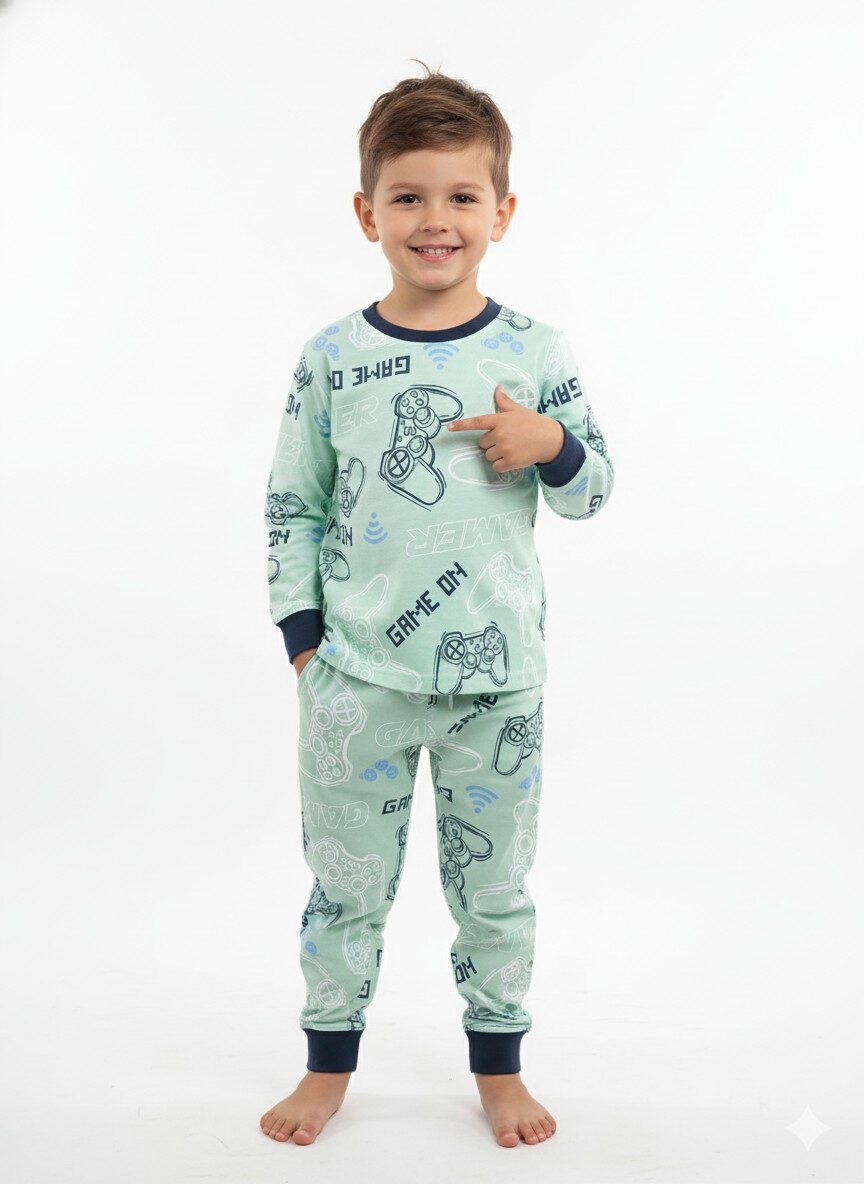 1762596471621 Boys Soft Cotton Game On Pajama Set (KP5) - Image 1