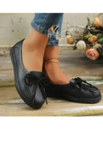 Women Elegant Leather Shoes with Lace (L2378) - Image 2