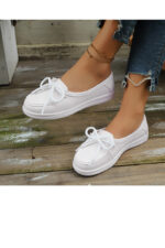 Women Elegant Leather Shoes with Lace (L2378)