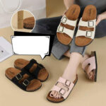 Cork Sole Slippers – Double Strap with Buckle (B2031)
