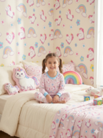 Girls Soft Cotton Unicorn Rainbow Pajama Set (KP22) - Image 2