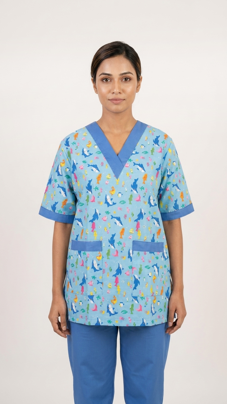 NN2 sky blue Shark Pattern Cotton/Gabarden Lightweight Cotton Uniform (NN2) - Image 1