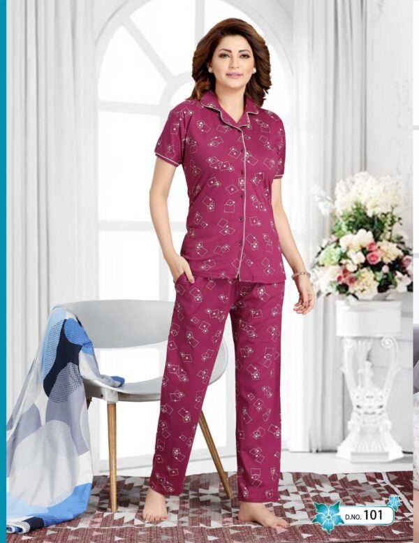Cotton Women Half Sleeves Pajama Set (9001)