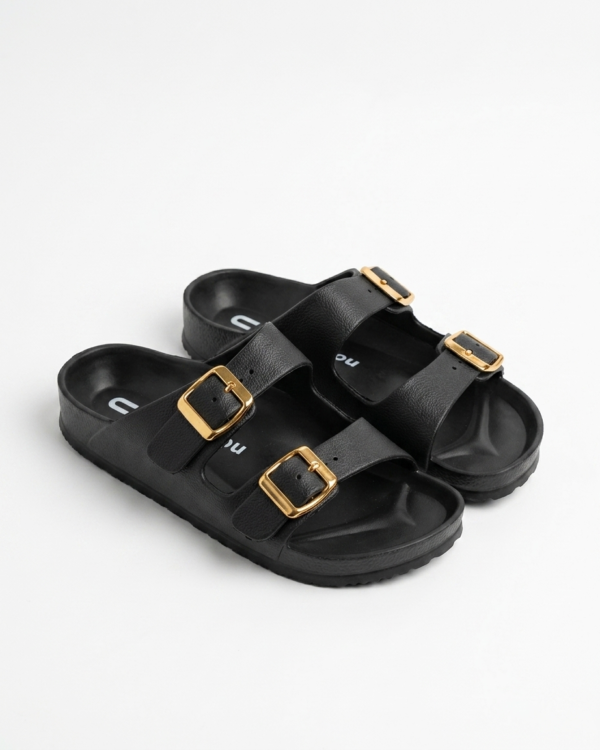 Light Weight Double Strap Slippers With Buckle (L6801)