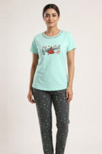 Women Cotton Half Sleeves Pajama Set (1714)