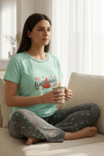 Women Cotton Half Sleeves Pajama Set (1714) - Image 2