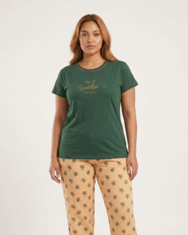 Women Cotton Half Sleeves Pajama Set (1708)