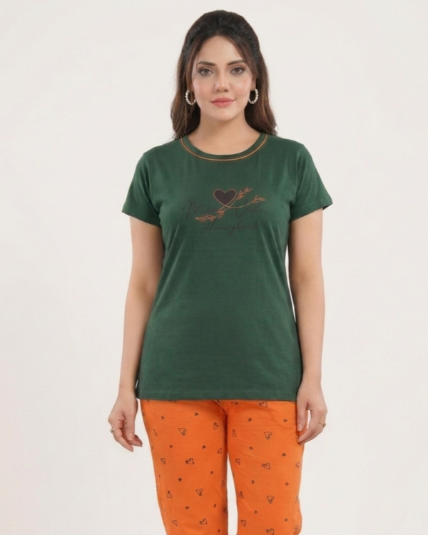 Women Cotton Half Sleeves Pajama Set (1750)