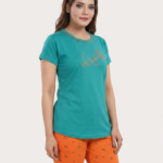 Women Cotton Half Sleeves Pajama Set (1747)