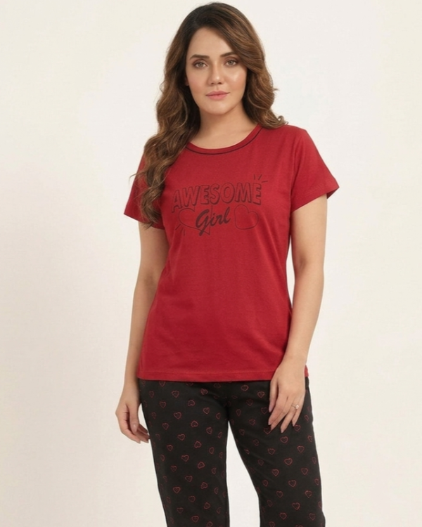 Women Cotton Half Sleeves Pajama Set (1767)