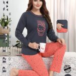 Women Cotton Full Sleeves Pajama Set (2028)